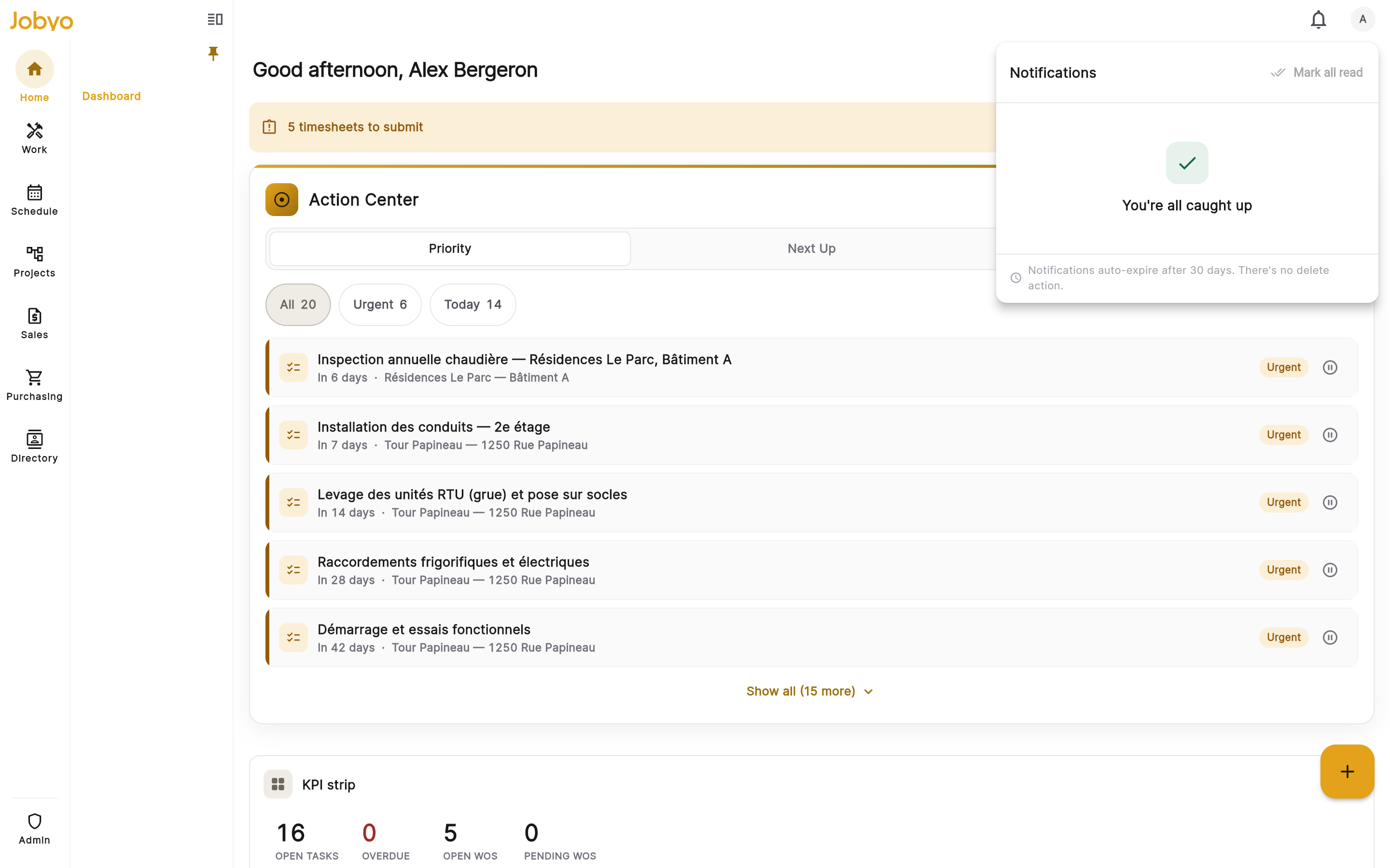 Inbox panel β newest first, unread rows highlighted