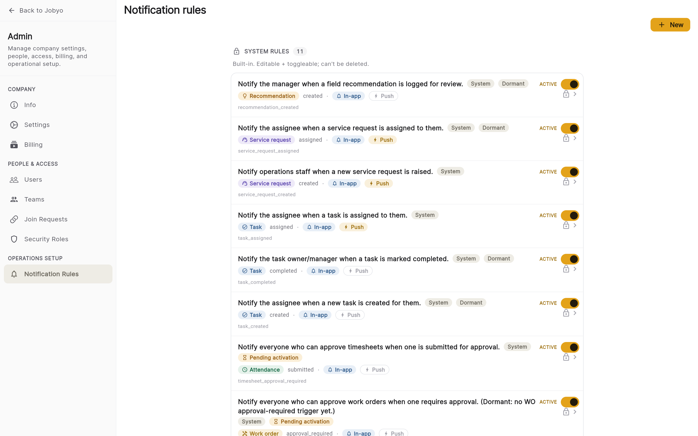 Notification Rules β system rules above custom rules