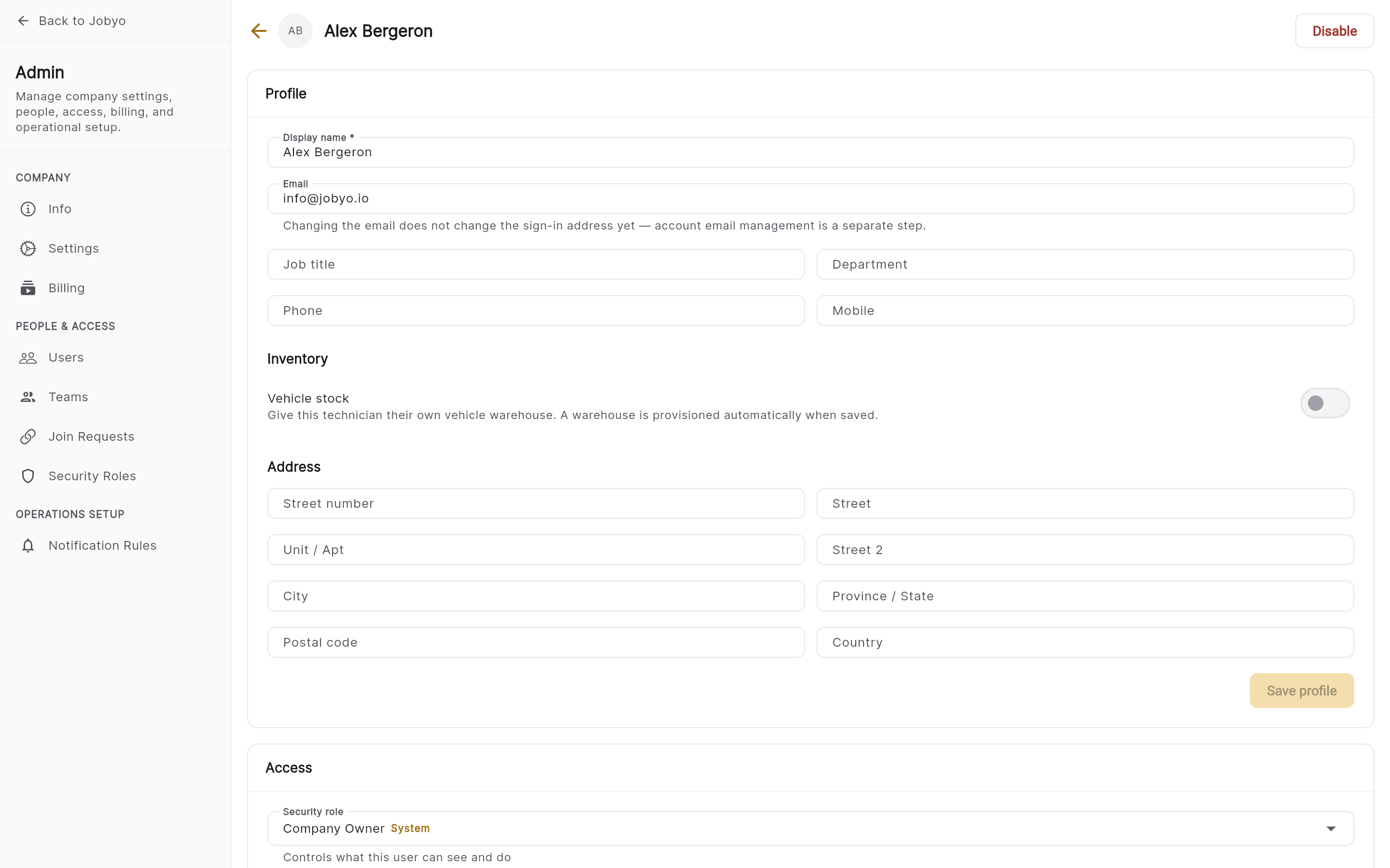 User detail โ seat status and the assign / revoke control