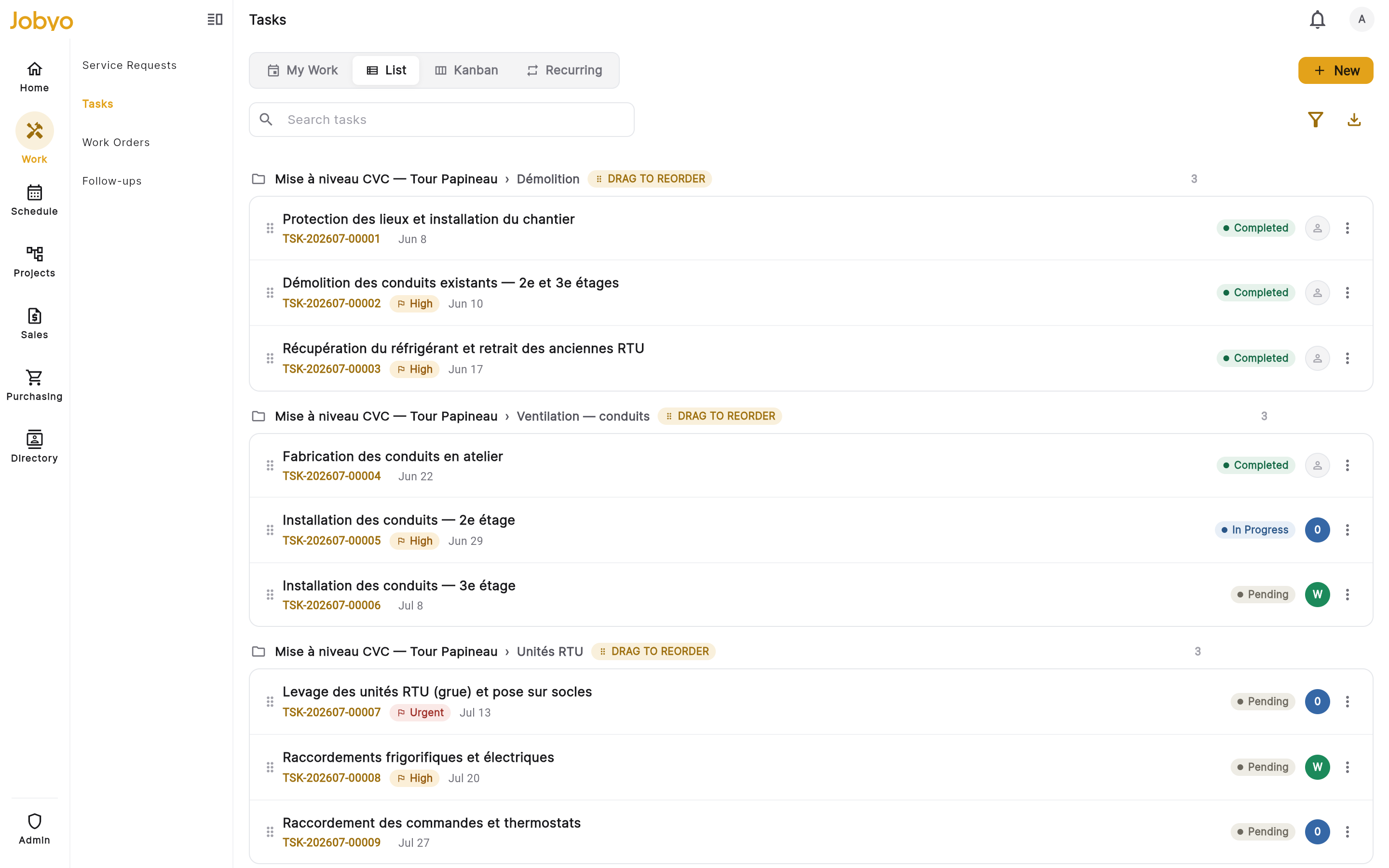 My Schedule โ assigned tasks in date order, Unscheduled lane below